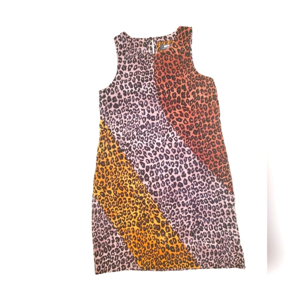 Anthropologie Maeve Wynn Cheetah Patchwork Tunic Shift Career Preppy Dress Sz S